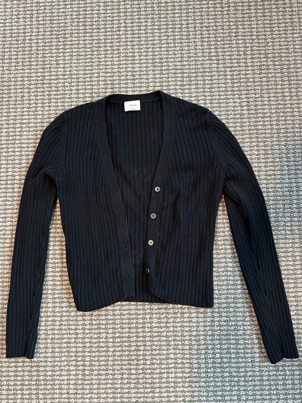 Wilfred Black Ribbed Button-Front Cardigan